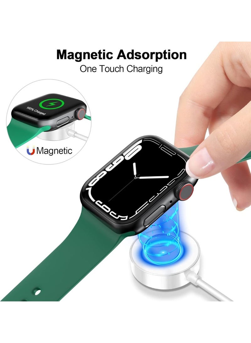 فيرست برو كابل شحن مغناطيسي سريع لساعات Apple Watch – كابل شحن مغناطيسي USB متوافق مع iWatch Series Ultra / 10 / 9 / 8 / 7 / 6 / 5 / 4 / 3 / 2 / SE – ملحق شاحن مغناطيسي محمول. - Image 3